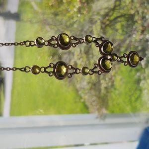 Peridot and Silver Y necklace